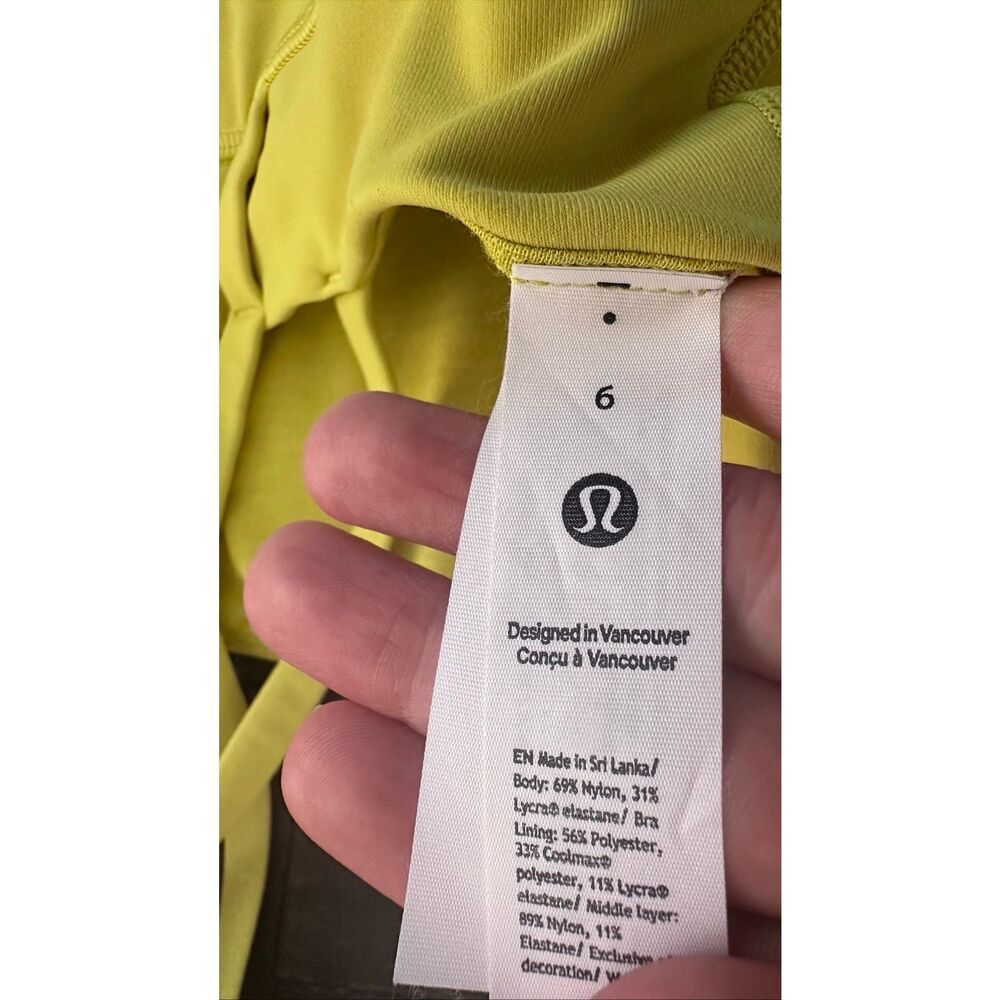 Lululemon Yellow Compression Sports Bra With Removable Padding Size 6 - Picture 3 of 3